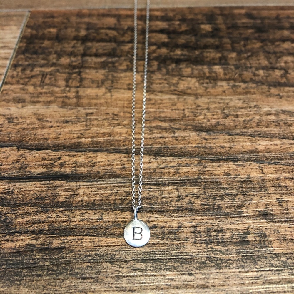 Little Silver “B” Initial Necklace